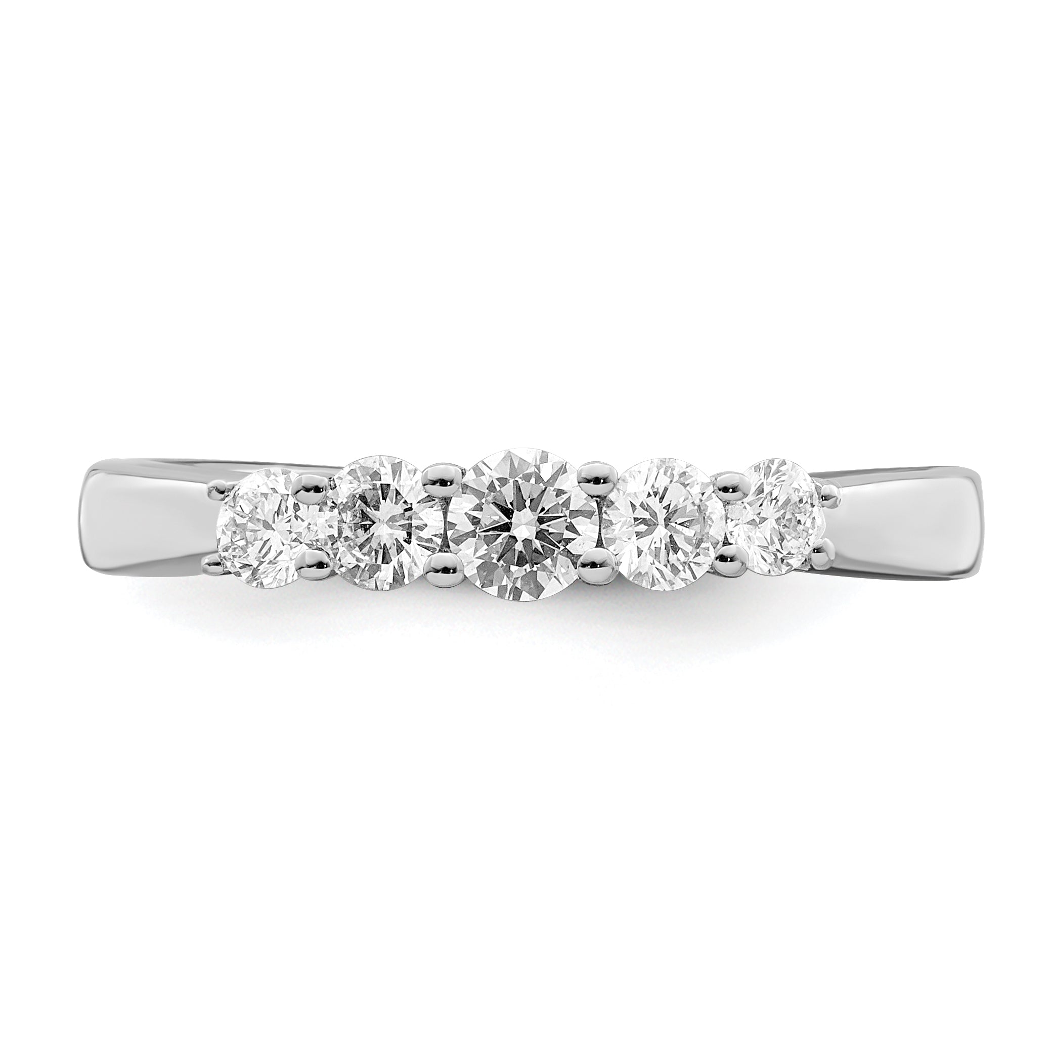 0.50ct. CZ Solid Real 14K White Gold 5-Stone Wedding Band Ring