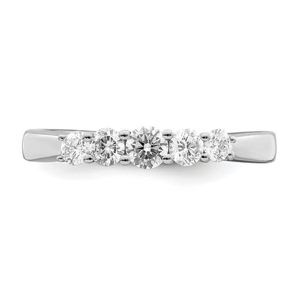 0.50ct. CZ Solid Real 14K White Gold 5-Stone Wedding Band Ring