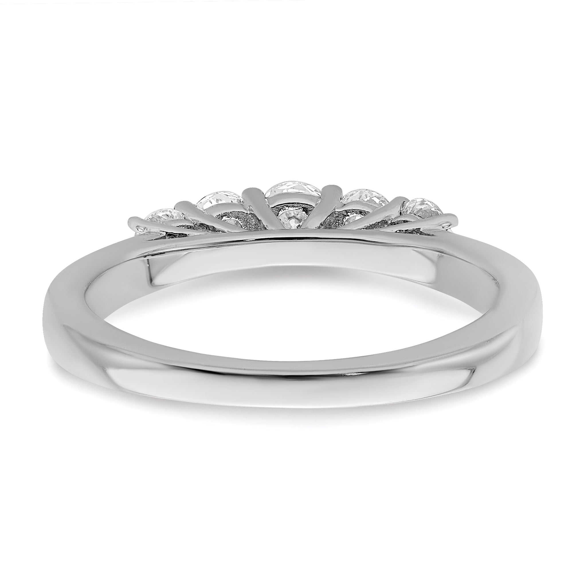 0.50ct. CZ Solid Real 14K White Gold 5-Stone Wedding Band Ring