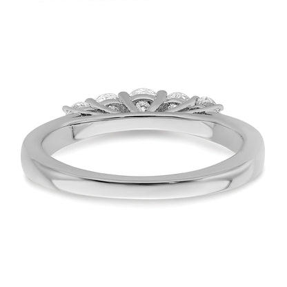 0.50ct. CZ Solid Real 14K White Gold 5-Stone Wedding Band Ring