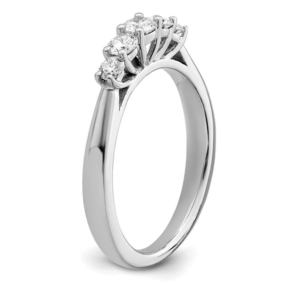 0.50ct. CZ Solid Real 14K White Gold 5-Stone Wedding Band Ring