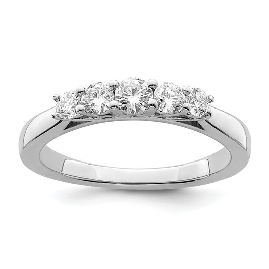 0.50ct. CZ Solid Real 14K White Gold 5-Stone Wedding Band Ring