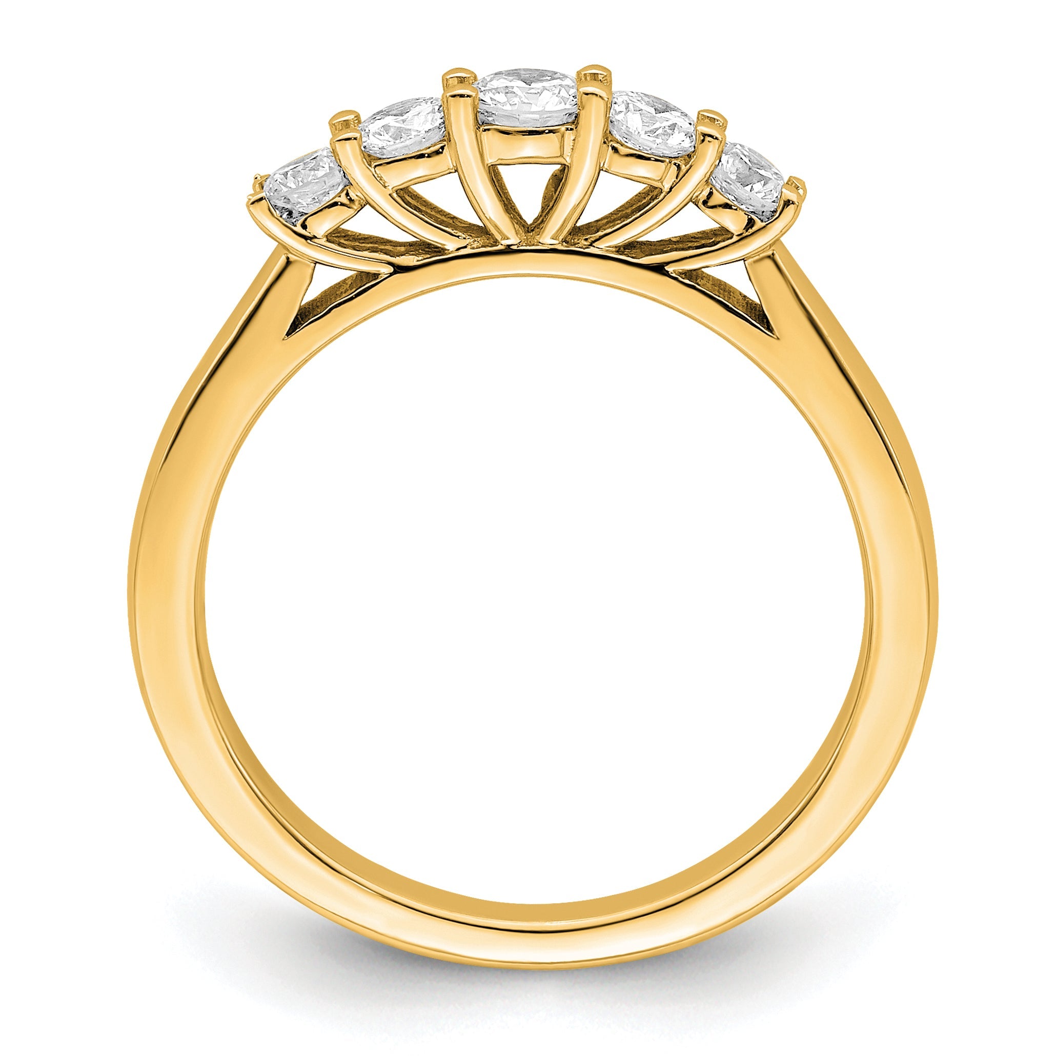 0.50ct. CZ Solid Real 14K Yellow Gold 5-Stone Wedding Band Ring