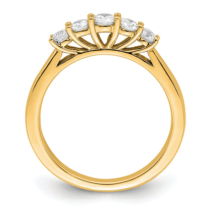 0.50ct. CZ Solid Real 14K Yellow Gold 5-Stone Wedding Band Ring