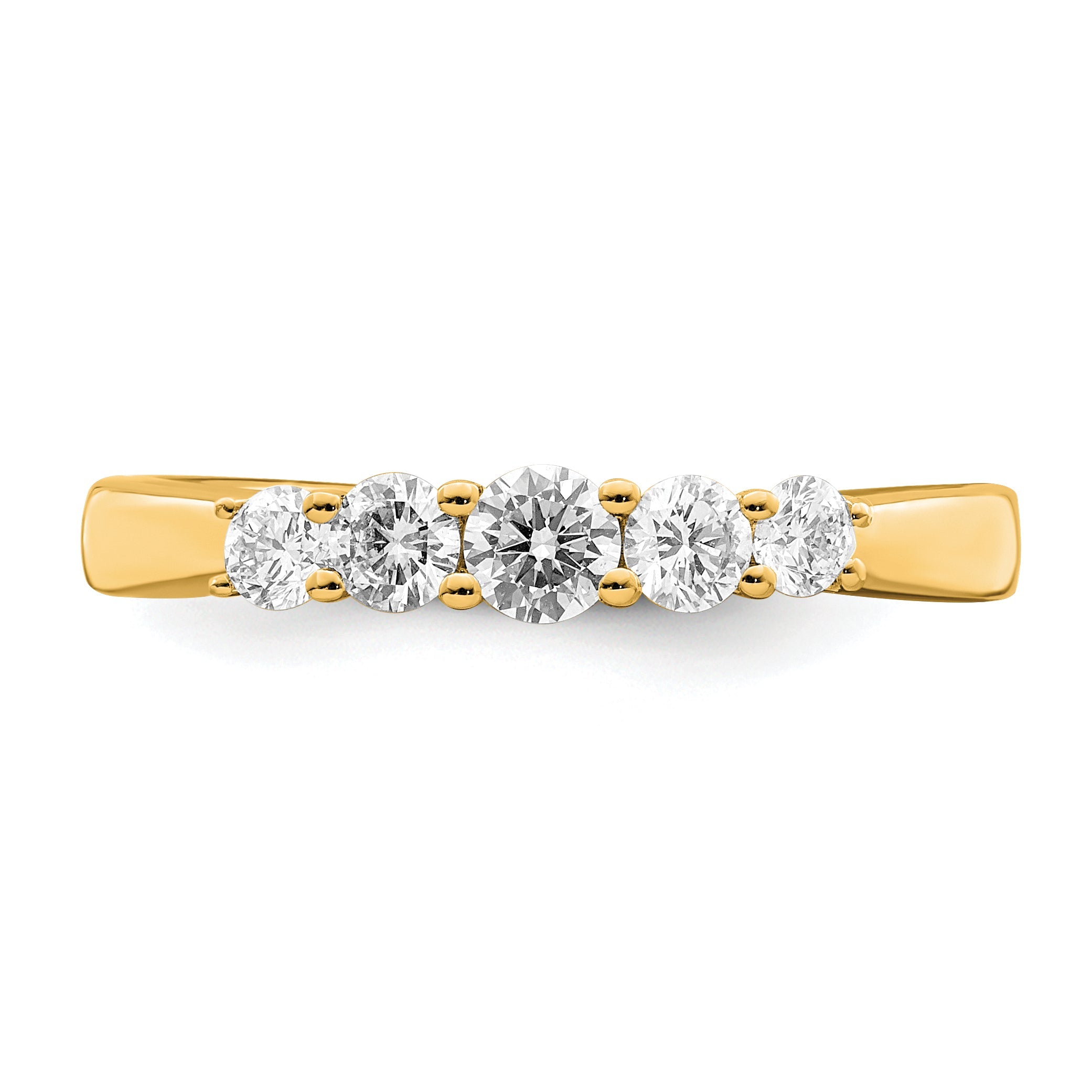 0.50ct. CZ Solid Real 14K Yellow Gold 5-Stone Wedding Band Ring