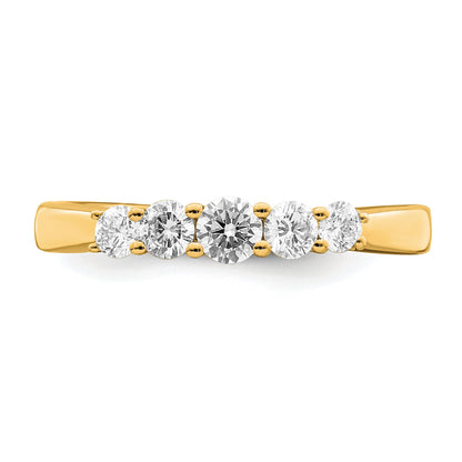0.50ct. CZ Solid Real 14K Yellow Gold 5-Stone Wedding Band Ring