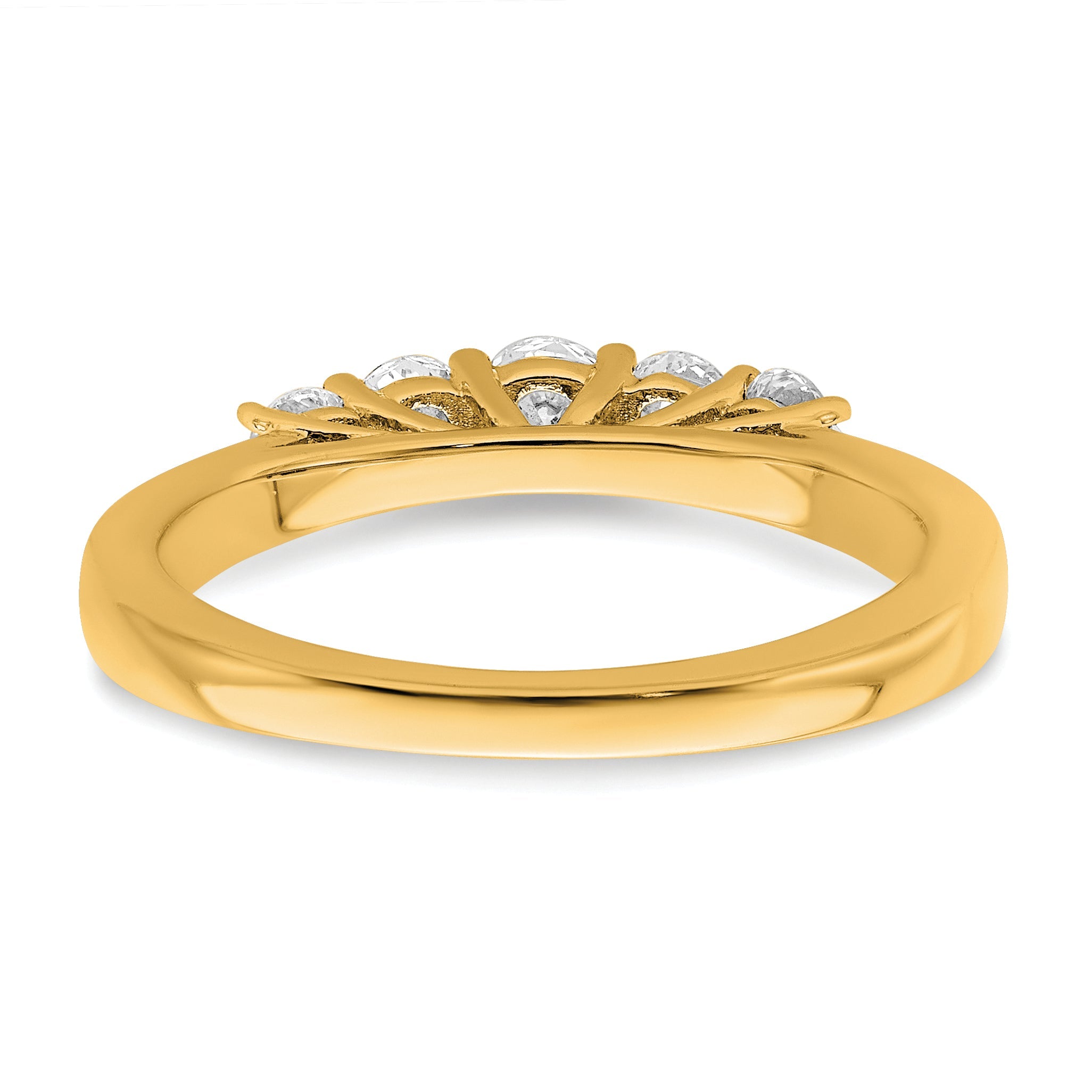 0.50ct. CZ Solid Real 14K Yellow Gold 5-Stone Wedding Band Ring