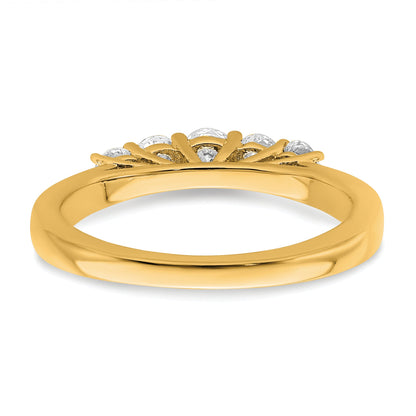 0.50ct. CZ Solid Real 14K Yellow Gold 5-Stone Wedding Band Ring