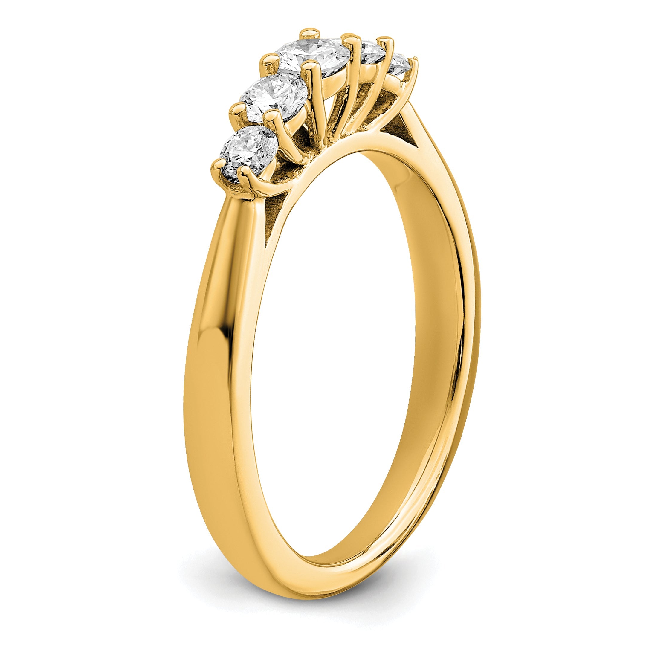 0.50ct. CZ Solid Real 14K Yellow Gold 5-Stone Wedding Band Ring