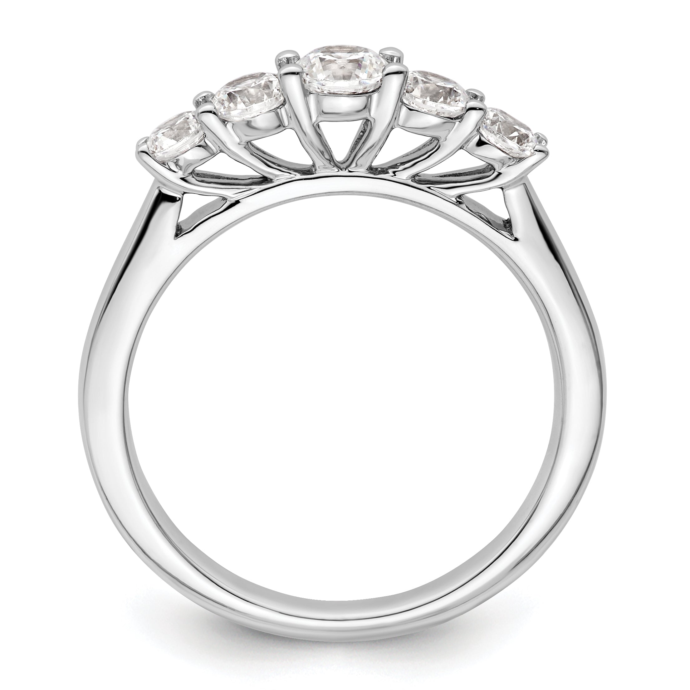 0.75ct. CZ Solid Real 14K White Gold 5-Stone Wedding Band Ring