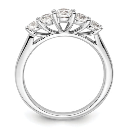 0.75ct. CZ Solid Real 14K White Gold 5-Stone Wedding Band Ring