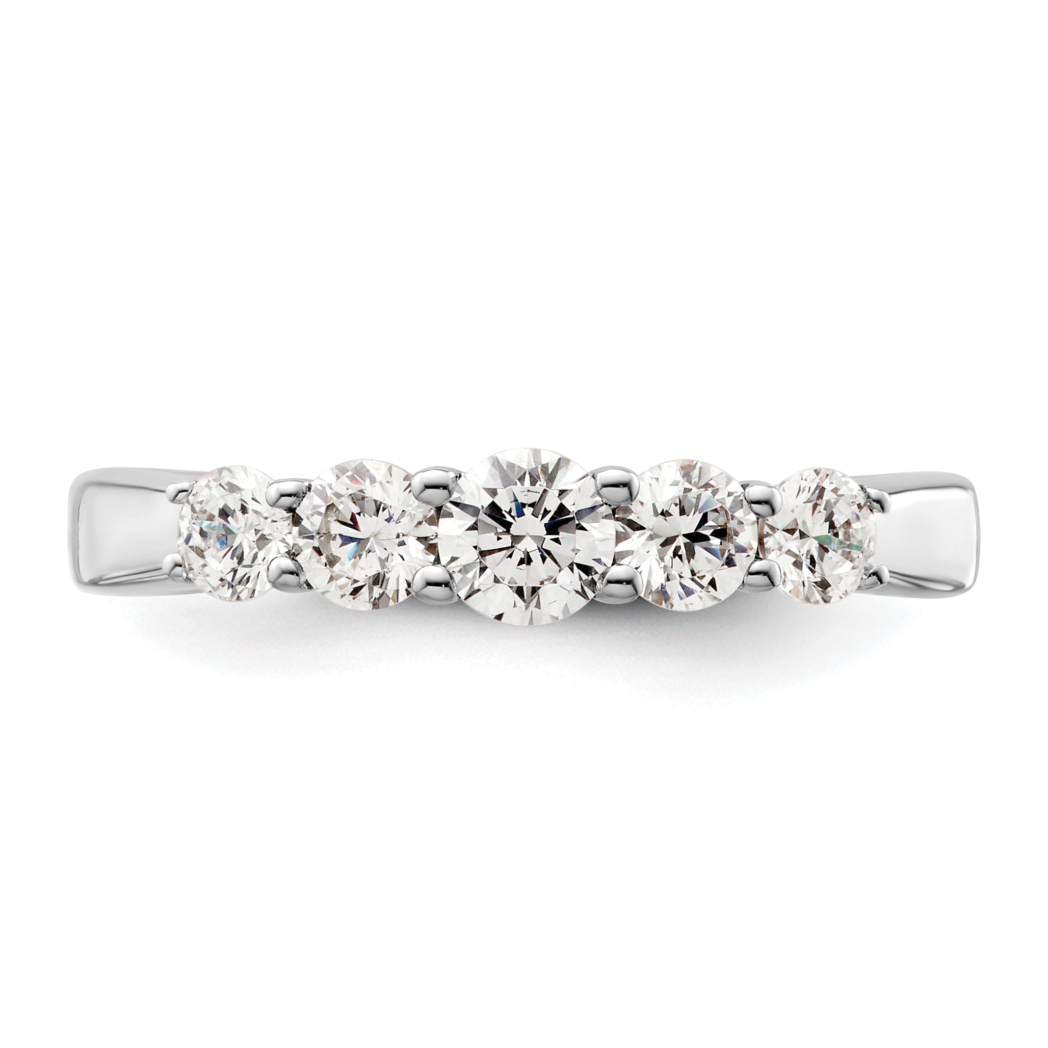 0.75ct. CZ Solid Real 14K White Gold 5-Stone Wedding Band Ring