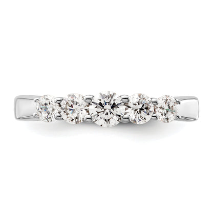 0.75ct. CZ Solid Real 14K White Gold 5-Stone Wedding Band Ring
