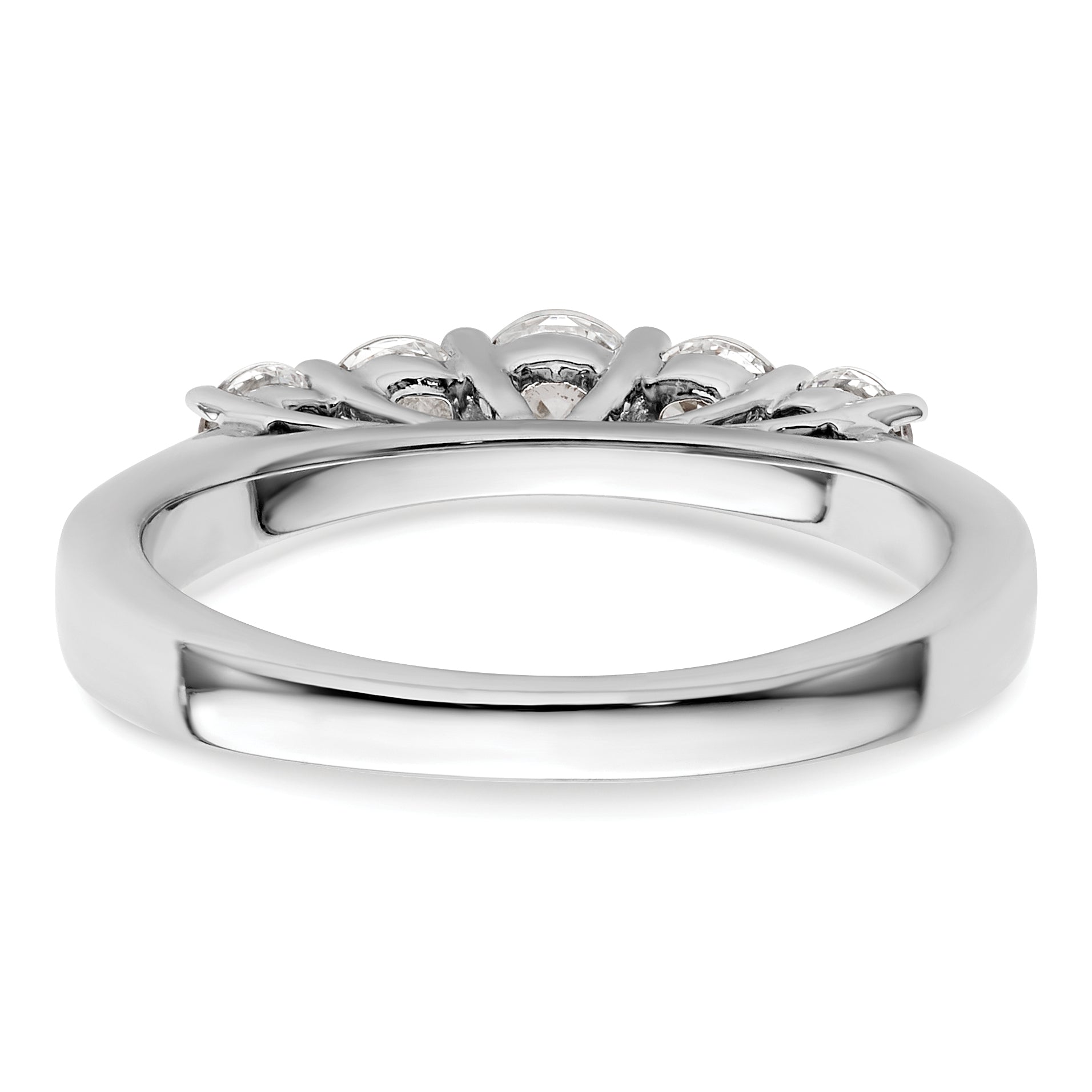 0.75ct. CZ Solid Real 14K White Gold 5-Stone Wedding Band Ring