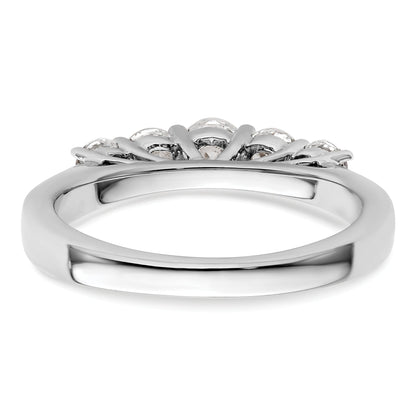 0.75ct. CZ Solid Real 14K White Gold 5-Stone Wedding Band Ring