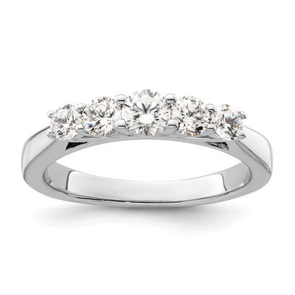 0.75ct. CZ Solid Real 14K White Gold 5-Stone Wedding Band Ring