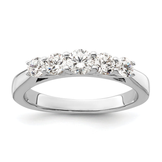 0.75ct. CZ Solid Real 14K White Gold 5-Stone Wedding Band Ring