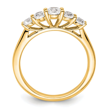 0.75ct. CZ Solid Real 14K Yellow Gold 5-Stone Wedding Band Ring