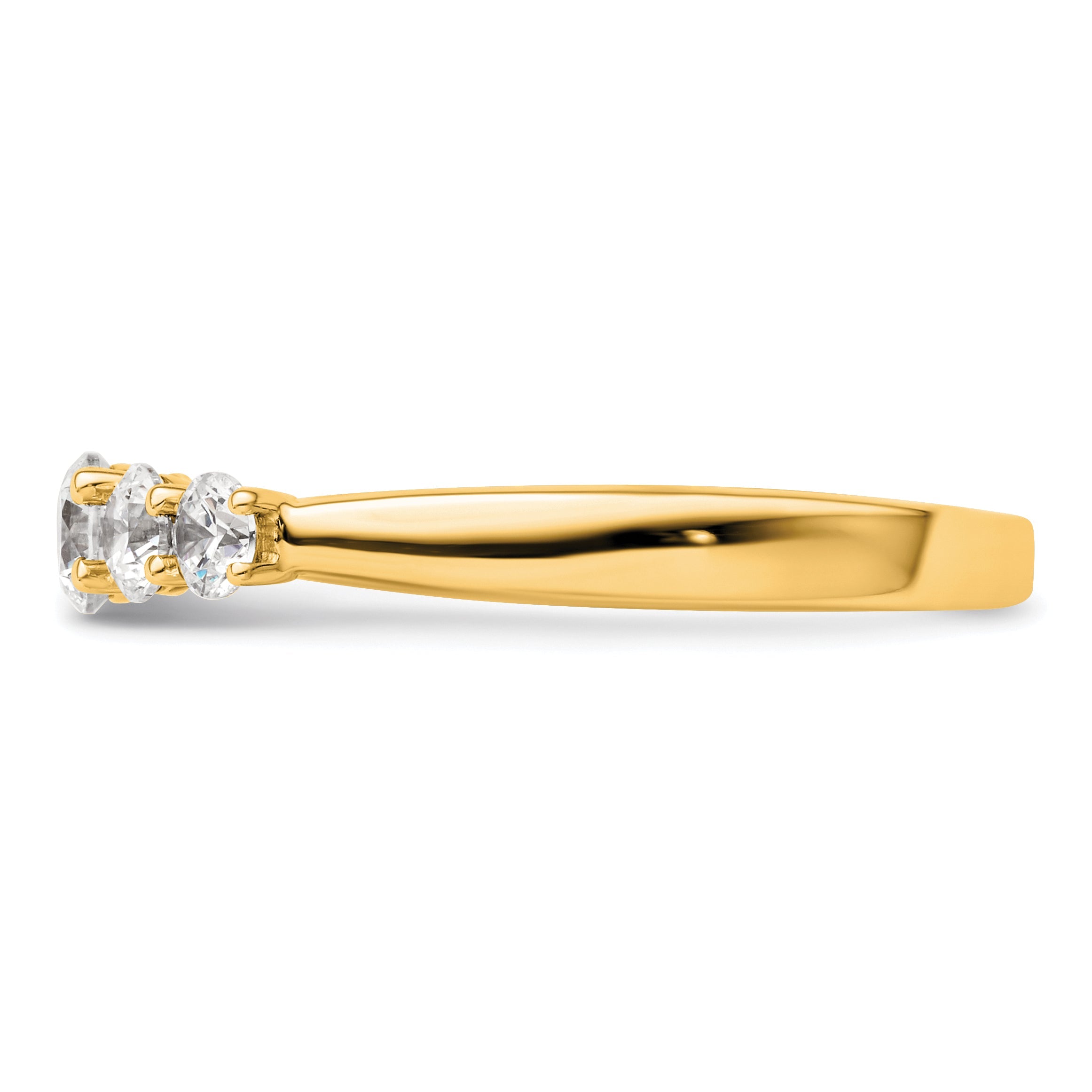 0.75ct. CZ Solid Real 14K Yellow Gold 5-Stone Wedding Band Ring