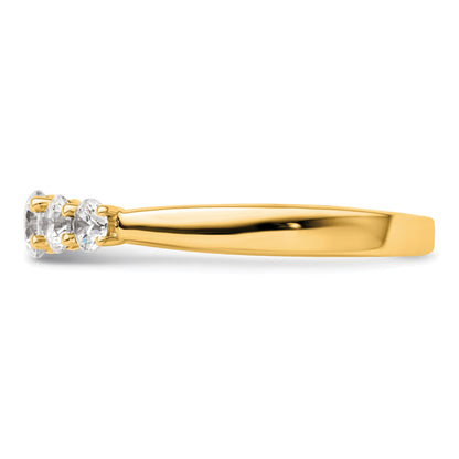 0.75ct. CZ Solid Real 14K Yellow Gold 5-Stone Wedding Band Ring