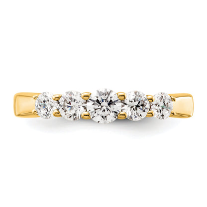 0.75ct. CZ Solid Real 14K Yellow Gold 5-Stone Wedding Band Ring