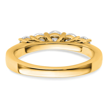 0.75ct. CZ Solid Real 14K Yellow Gold 5-Stone Wedding Band Ring