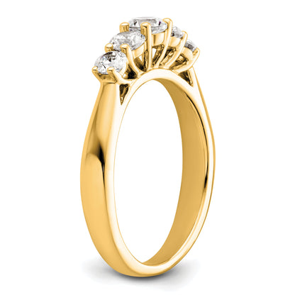 0.75ct. CZ Solid Real 14K Yellow Gold 5-Stone Wedding Band Ring