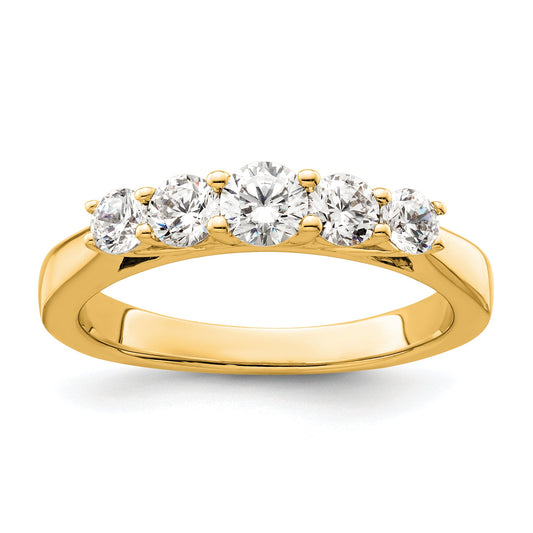 0.75ct. CZ Solid Real 14K Yellow Gold 5-Stone Wedding Band Ring