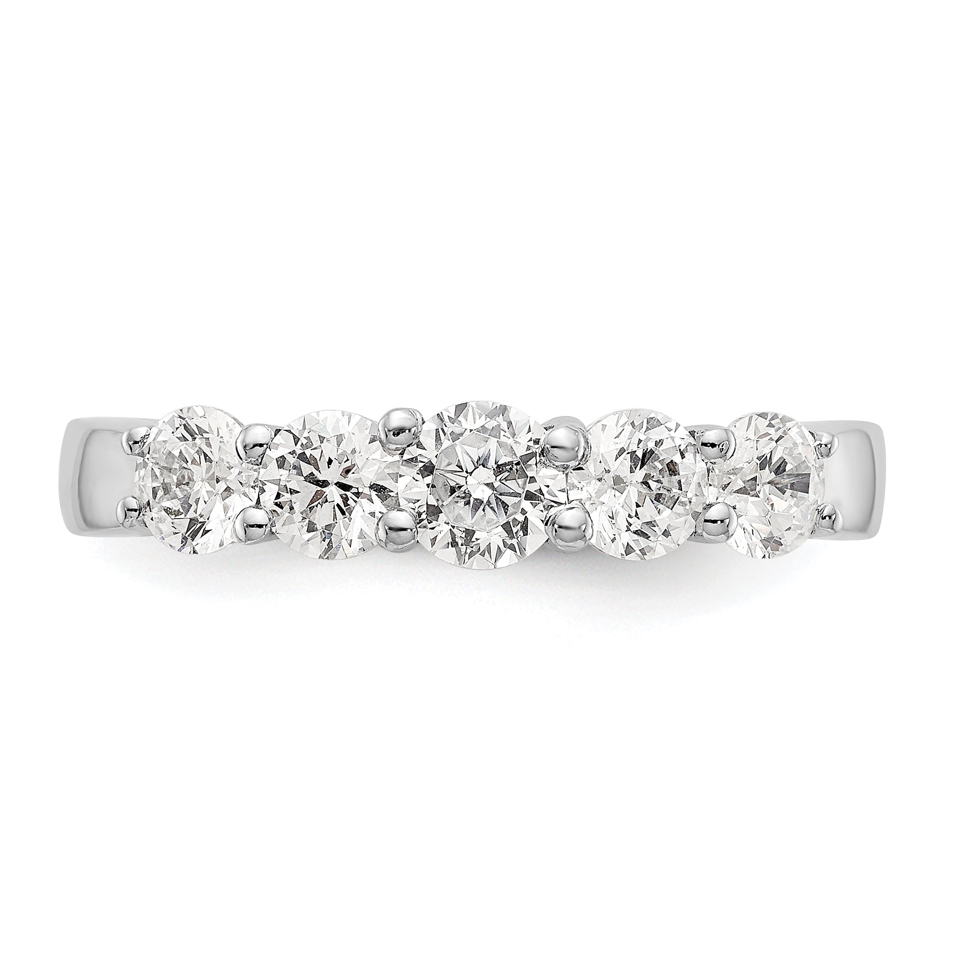 1.00ct. CZ Solid Real 14K White Gold 5-Stone Wedding Band Ring
