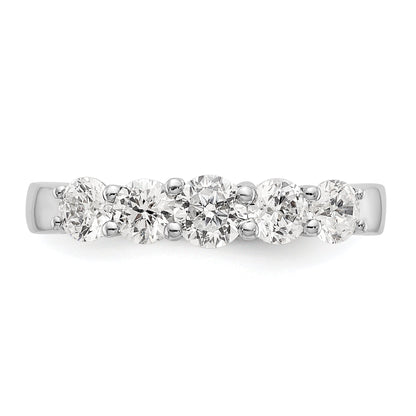 1.00ct. CZ Solid Real 14K White Gold 5-Stone Wedding Band Ring