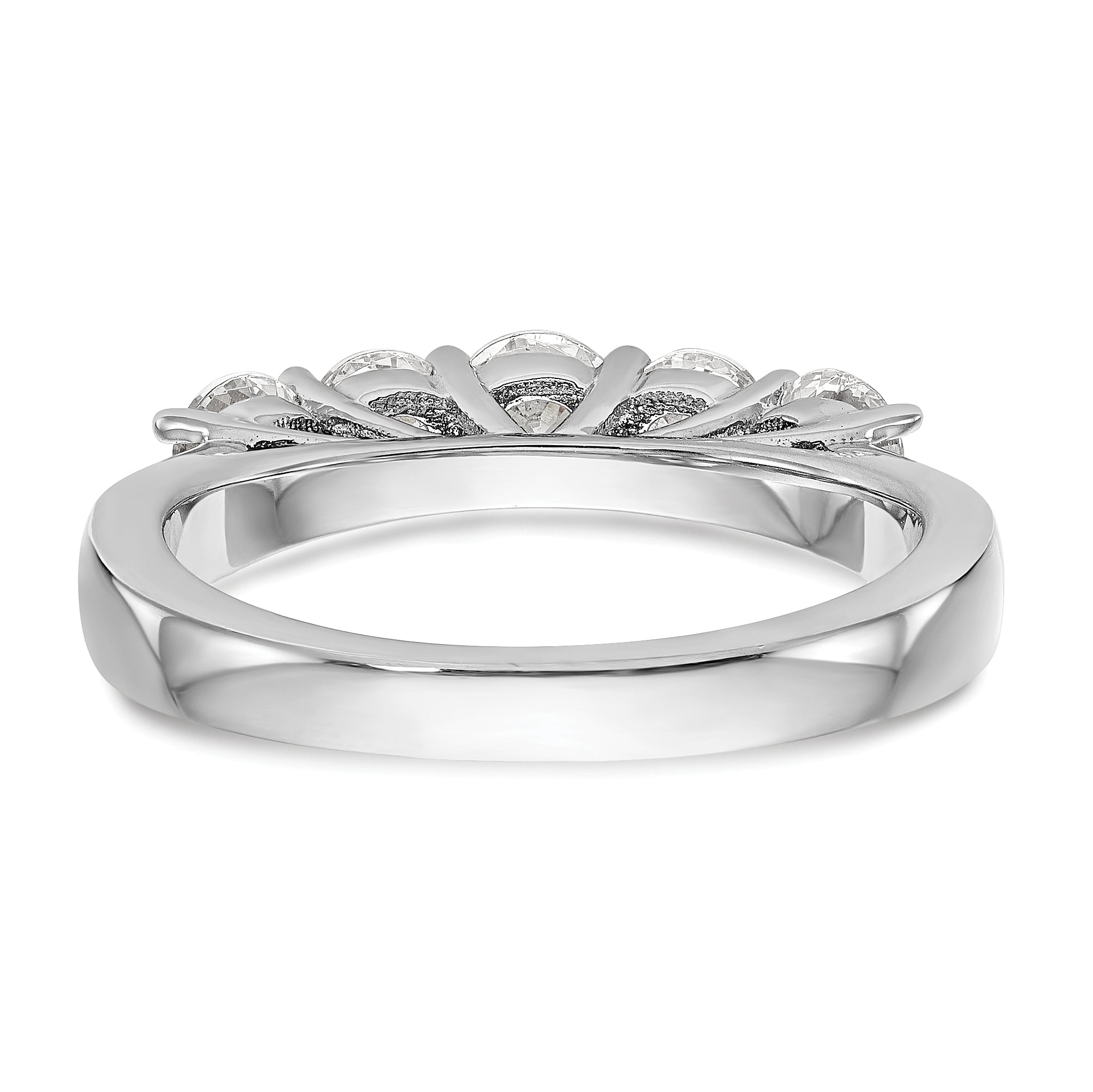 1.00ct. CZ Solid Real 14K White Gold 5-Stone Wedding Band Ring