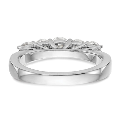 1.00ct. CZ Solid Real 14K White Gold 5-Stone Wedding Band Ring