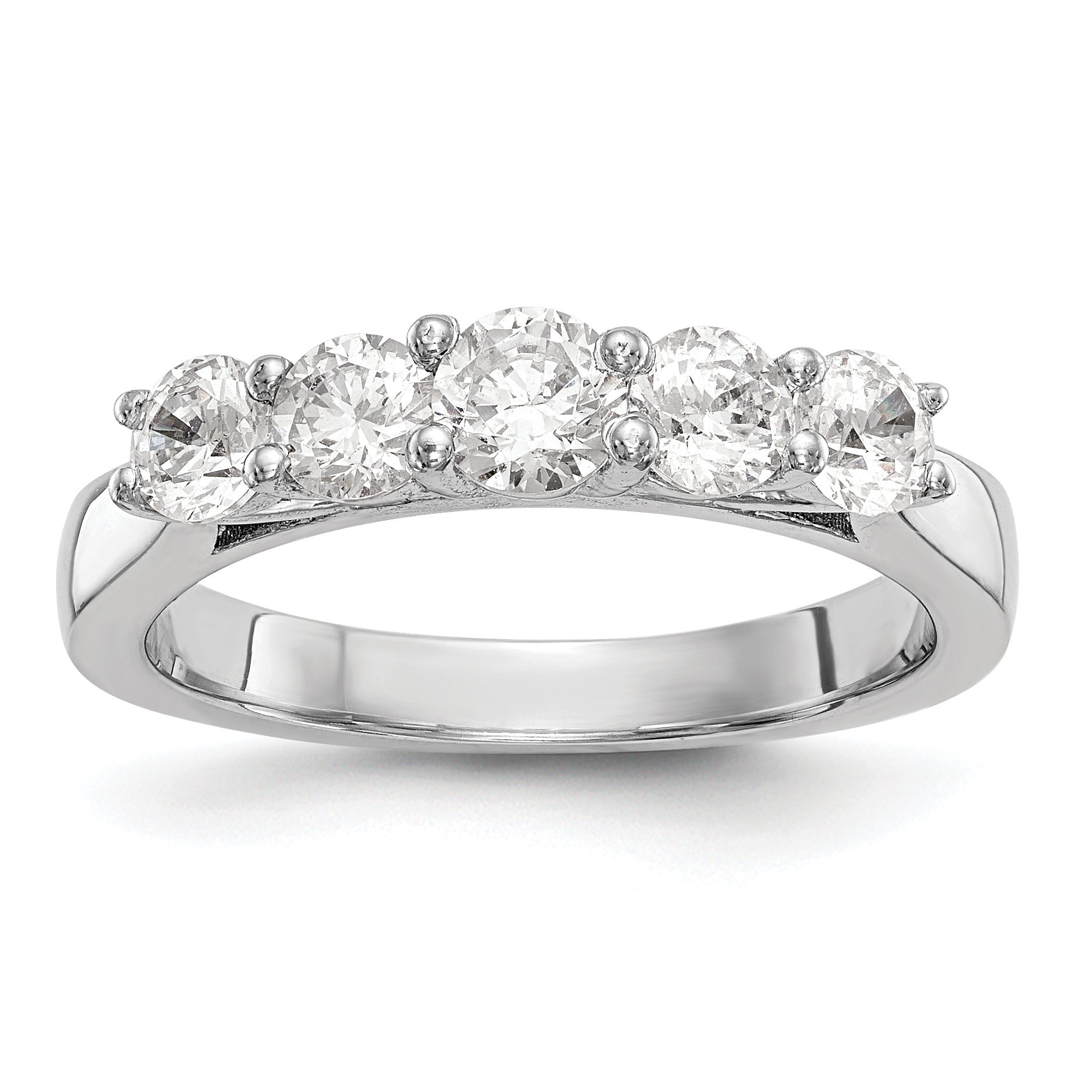 1.00ct. CZ Solid Real 14K White Gold 5-Stone Wedding Band Ring