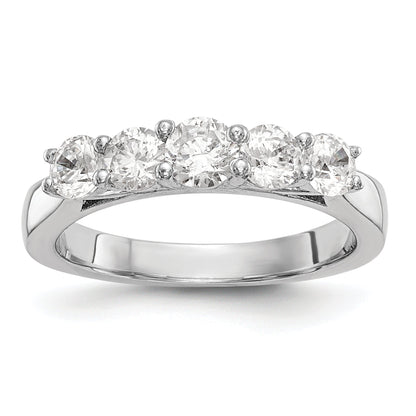 1.00ct. CZ Solid Real 14K White Gold 5-Stone Wedding Band Ring