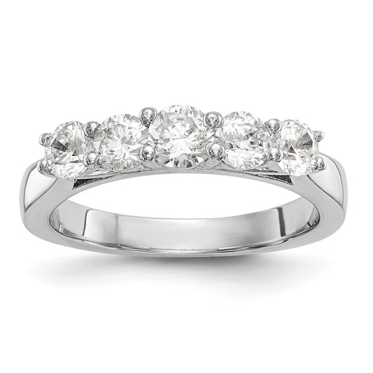 1.00ct. CZ Solid Real 14K White Gold 5-Stone Wedding Band Ring