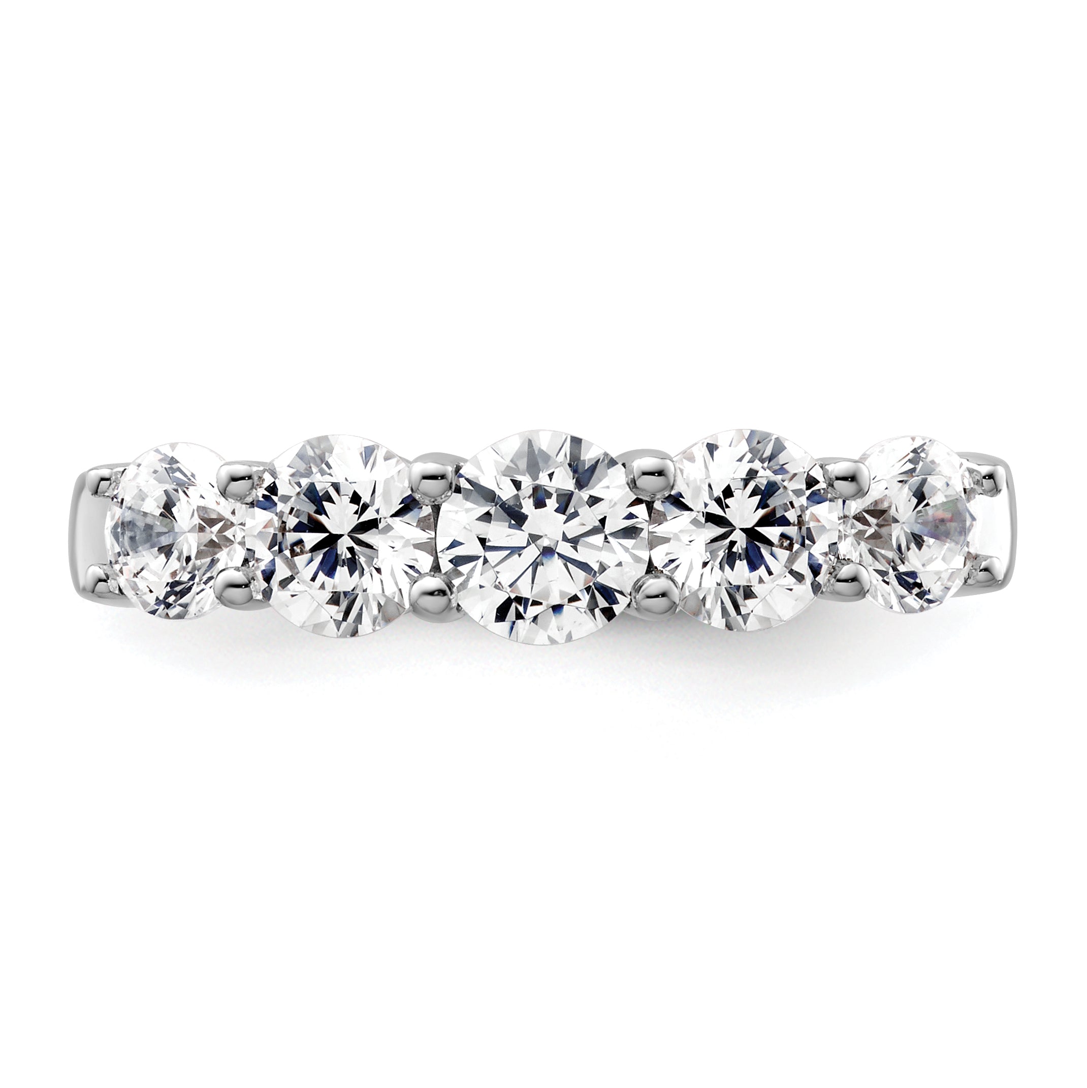 1.50ct. CZ Solid Real 14K White Gold 5-Stone Wedding Band Ring