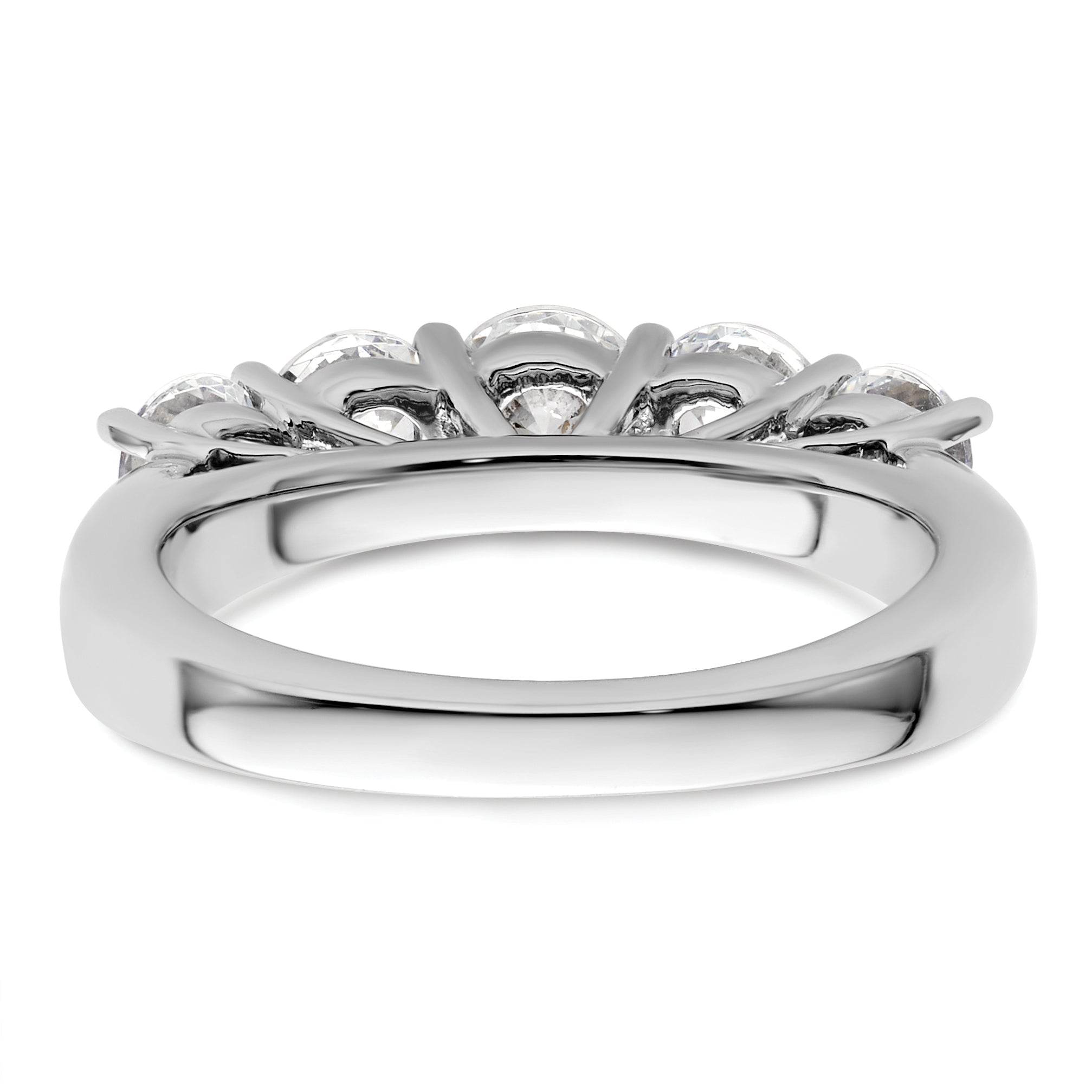 1.50ct. CZ Solid Real 14K White Gold 5-Stone Wedding Band Ring