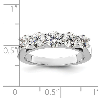 1.50ct. CZ Solid Real 14K White Gold 5-Stone Wedding Band Ring