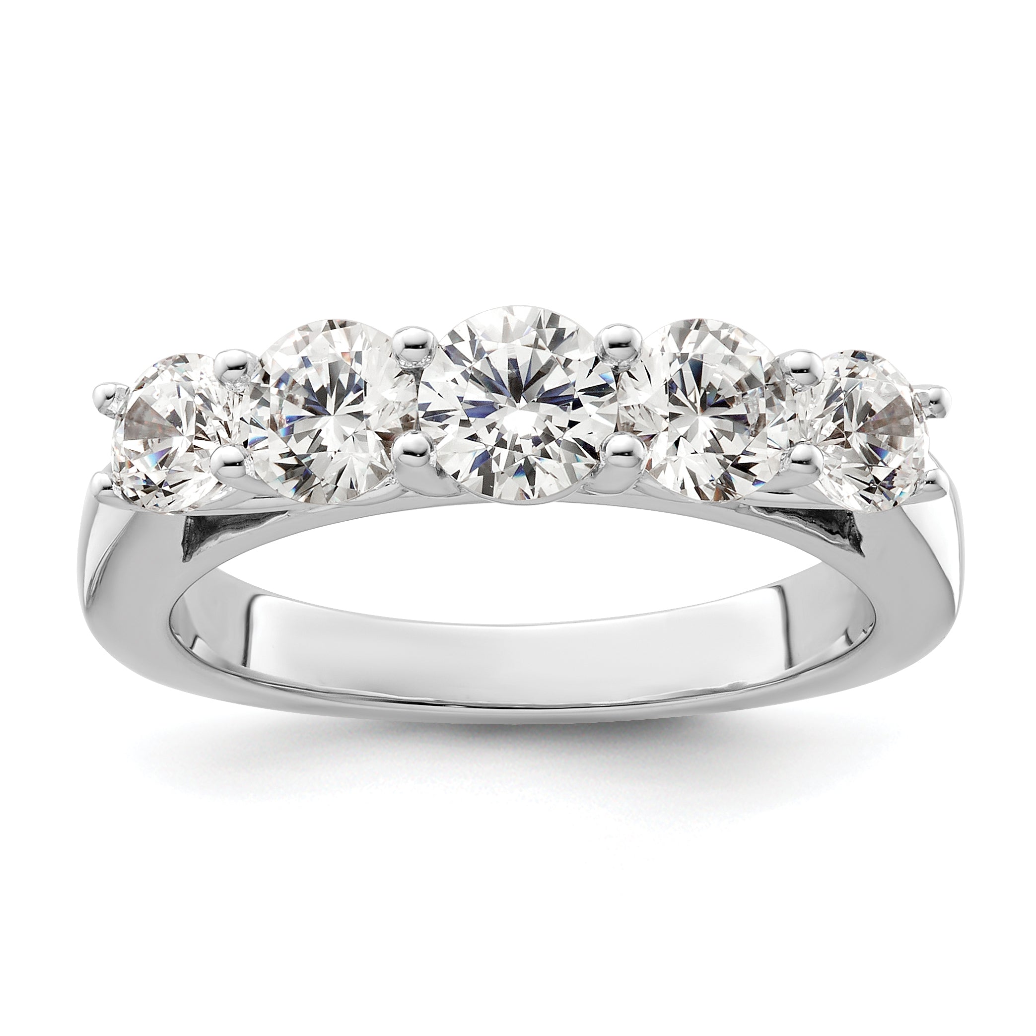 1.50ct. CZ Solid Real 14K White Gold 5-Stone Wedding Band Ring