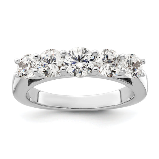 1.50ct. CZ Solid Real 14K White Gold 5-Stone Wedding Band Ring