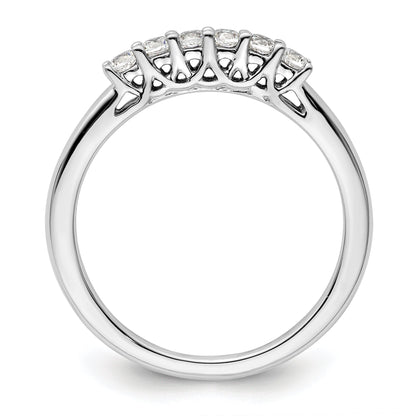 0.25ct. CZ Solid Real 14K White Gold 6-Stone Wedding Band Ring