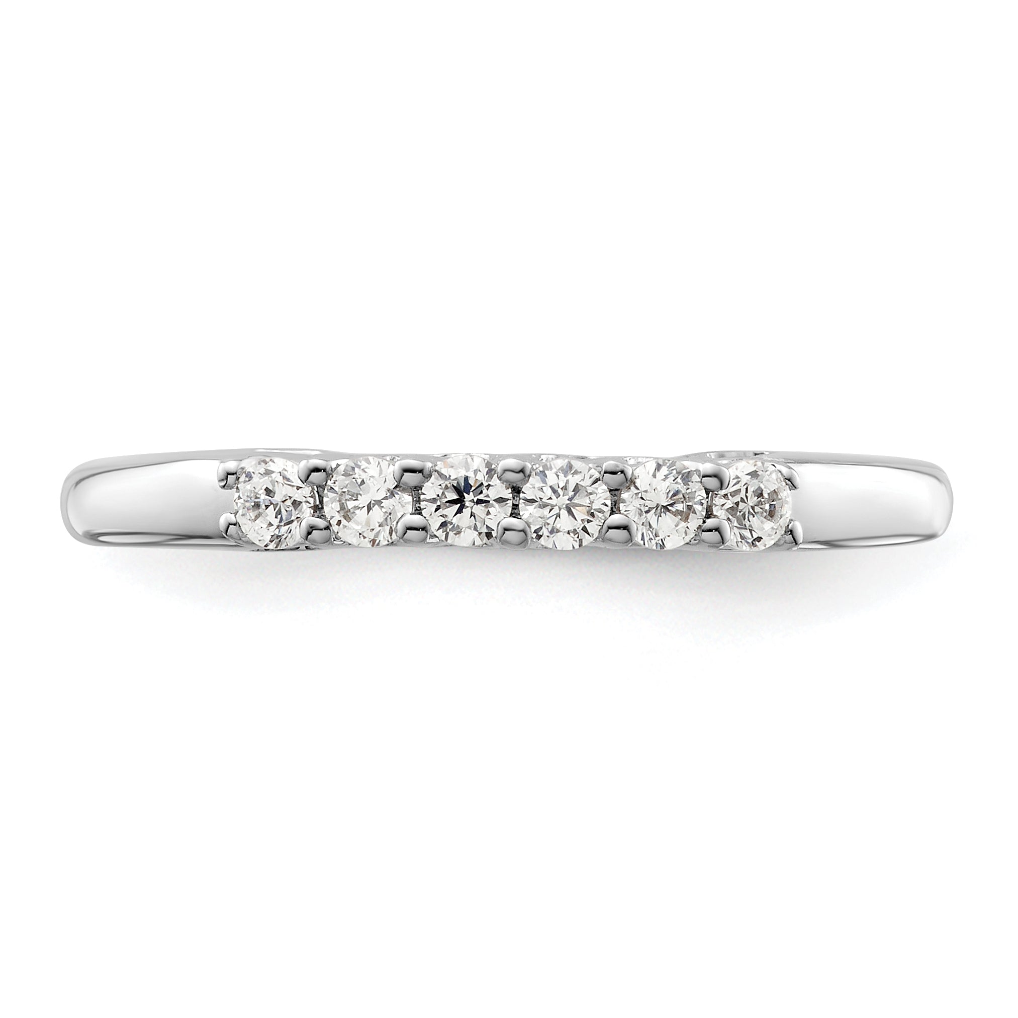 0.25ct. CZ Solid Real 14K White Gold 6-Stone Wedding Band Ring