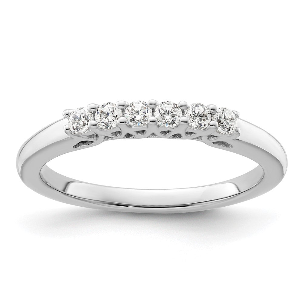 14K White Gold 6-Stone Real Diamond Band