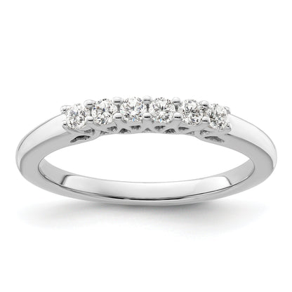 0.25ct. CZ Solid Real 14K White Gold 6-Stone Wedding Band Ring