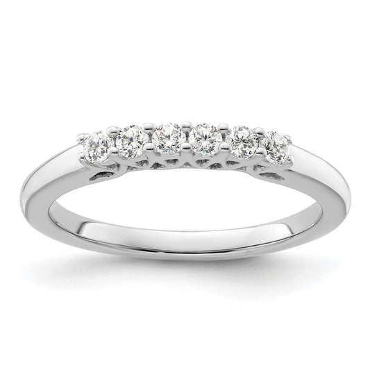 0.25ct. CZ Solid Real 14K White Gold 6-Stone Wedding Band Ring