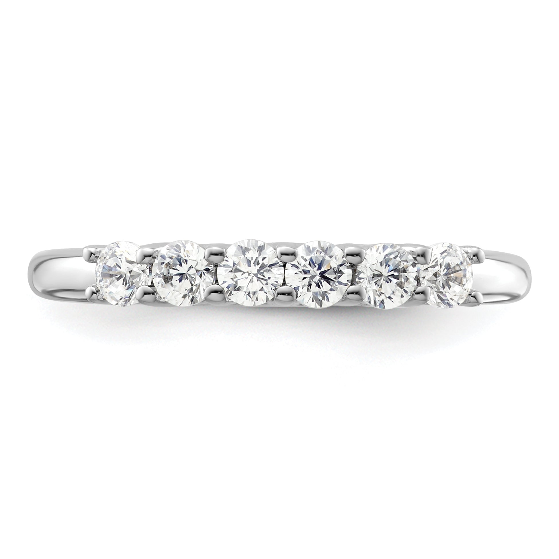 0.50ct. CZ Solid Real 14K White Gold 6-Stone Wedding Band Ring