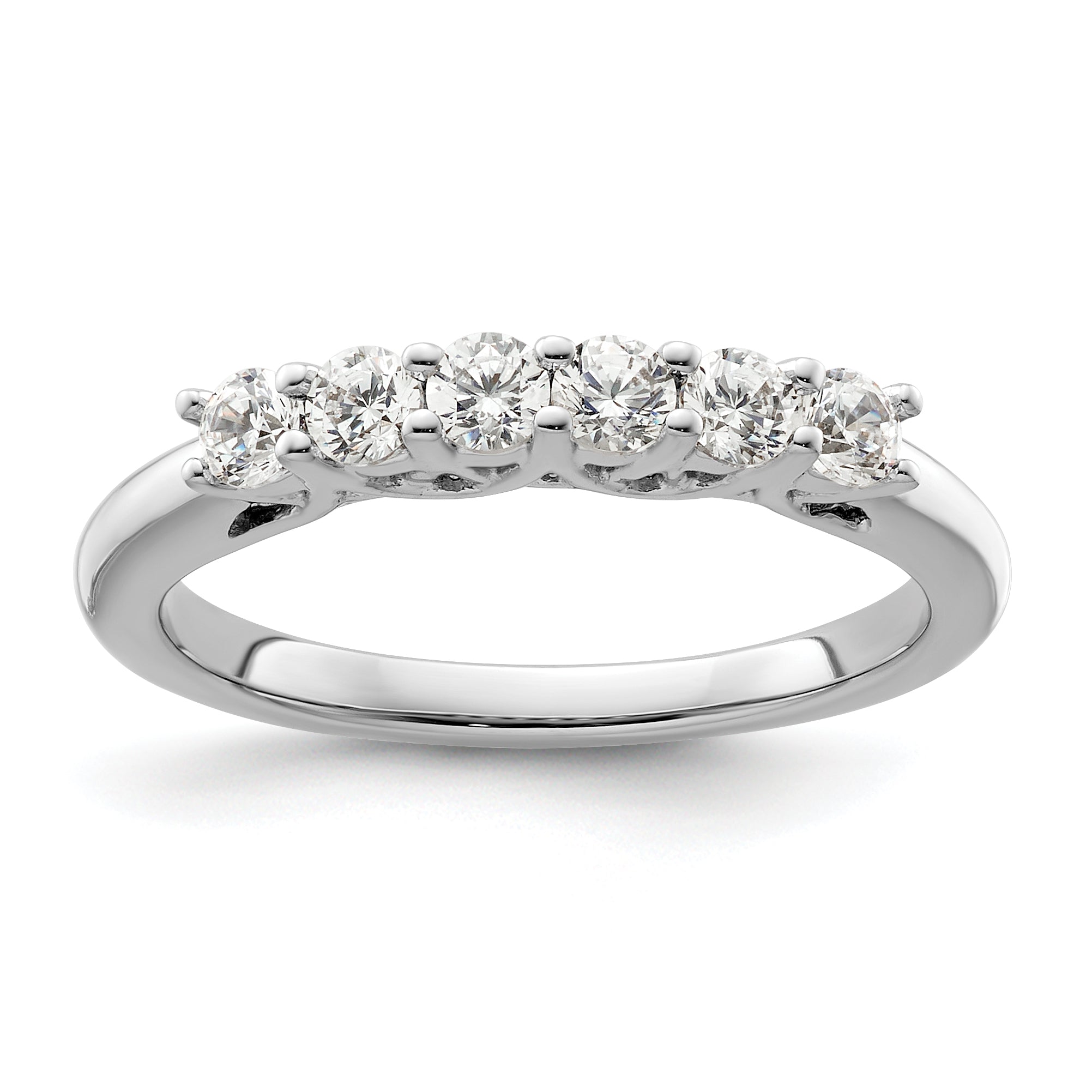 0.50ct. CZ Solid Real 14K White Gold 6-Stone Wedding Band Ring