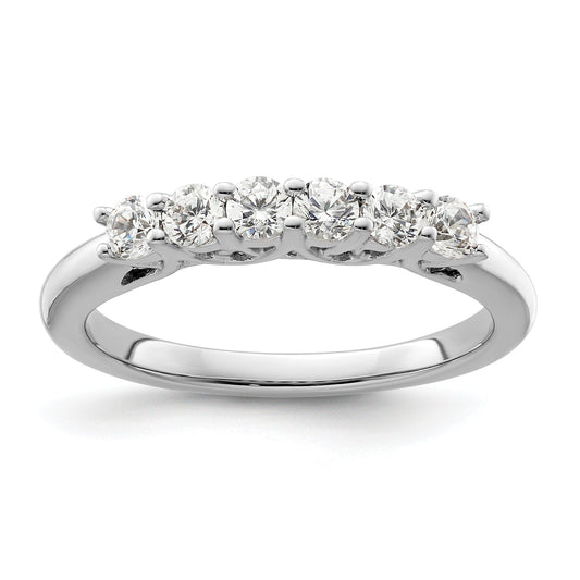 0.50ct. CZ Solid Real 14K White Gold 6-Stone Wedding Band Ring