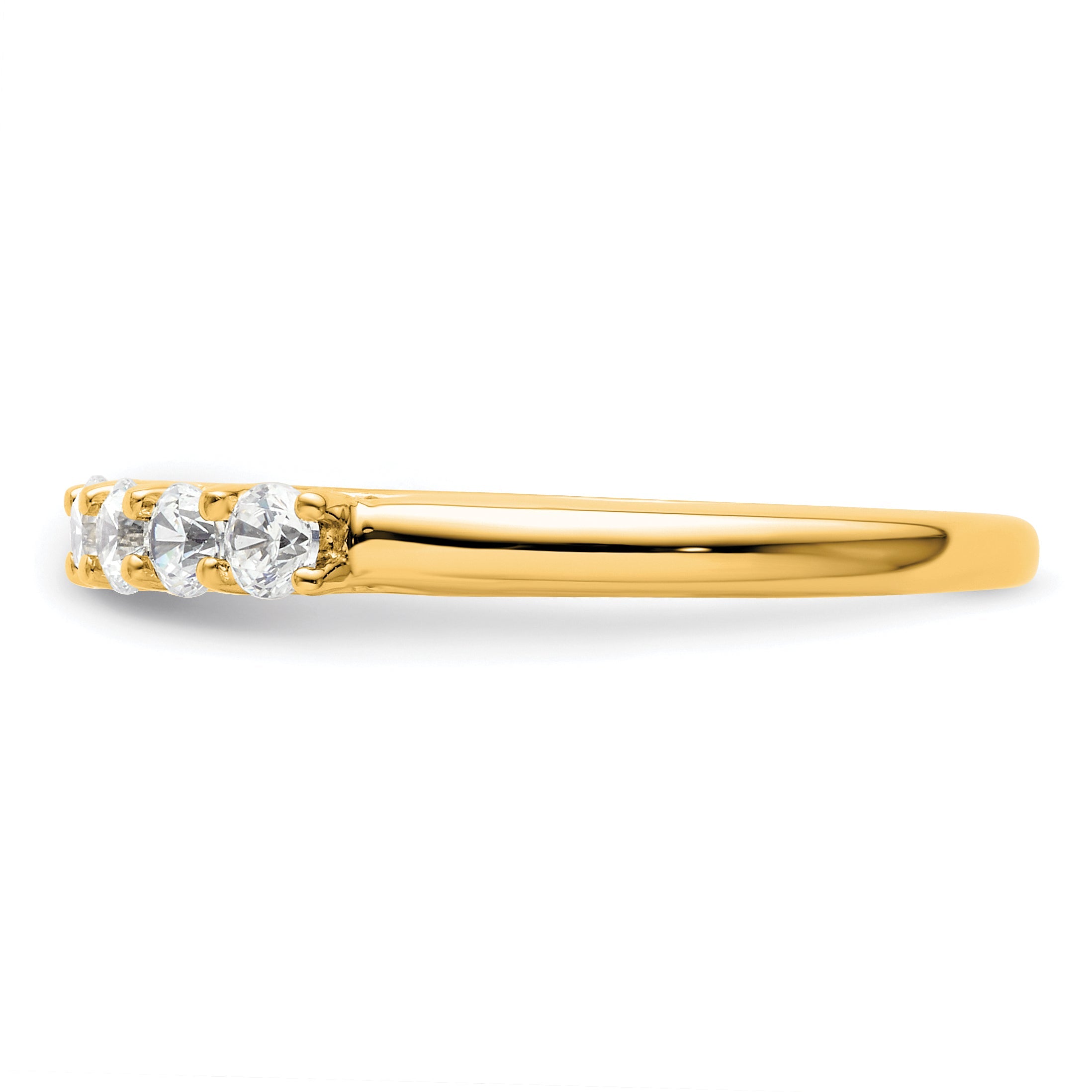0.50ct. CZ Solid Real 14K Yellow Gold 6-Stone Wedding Band Ring