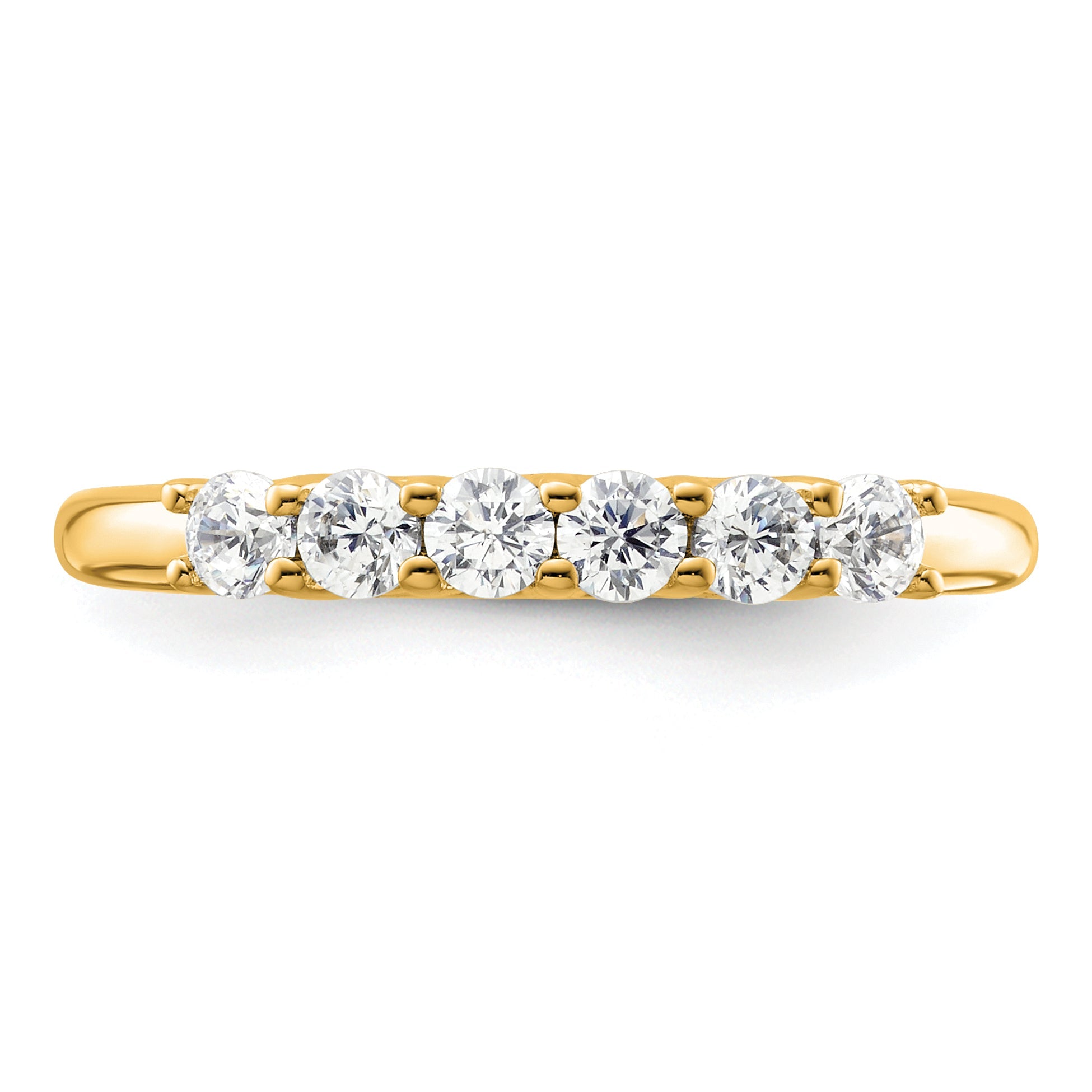 0.50ct. CZ Solid Real 14K Yellow Gold 6-Stone Wedding Band Ring